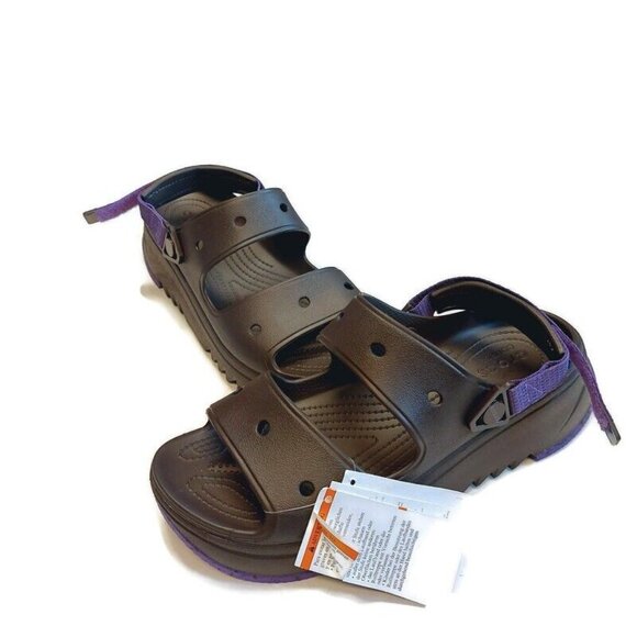 CROCS Classic Hiker Xscape Sandals Mens Size 12 Womens 14 Espresso Neon Purple - Picture 4 of 8